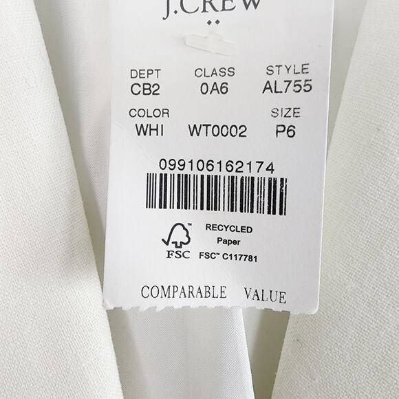 NEW J. Crew Linen Blend One Button Women's White Blazer - Picture 7 of 12